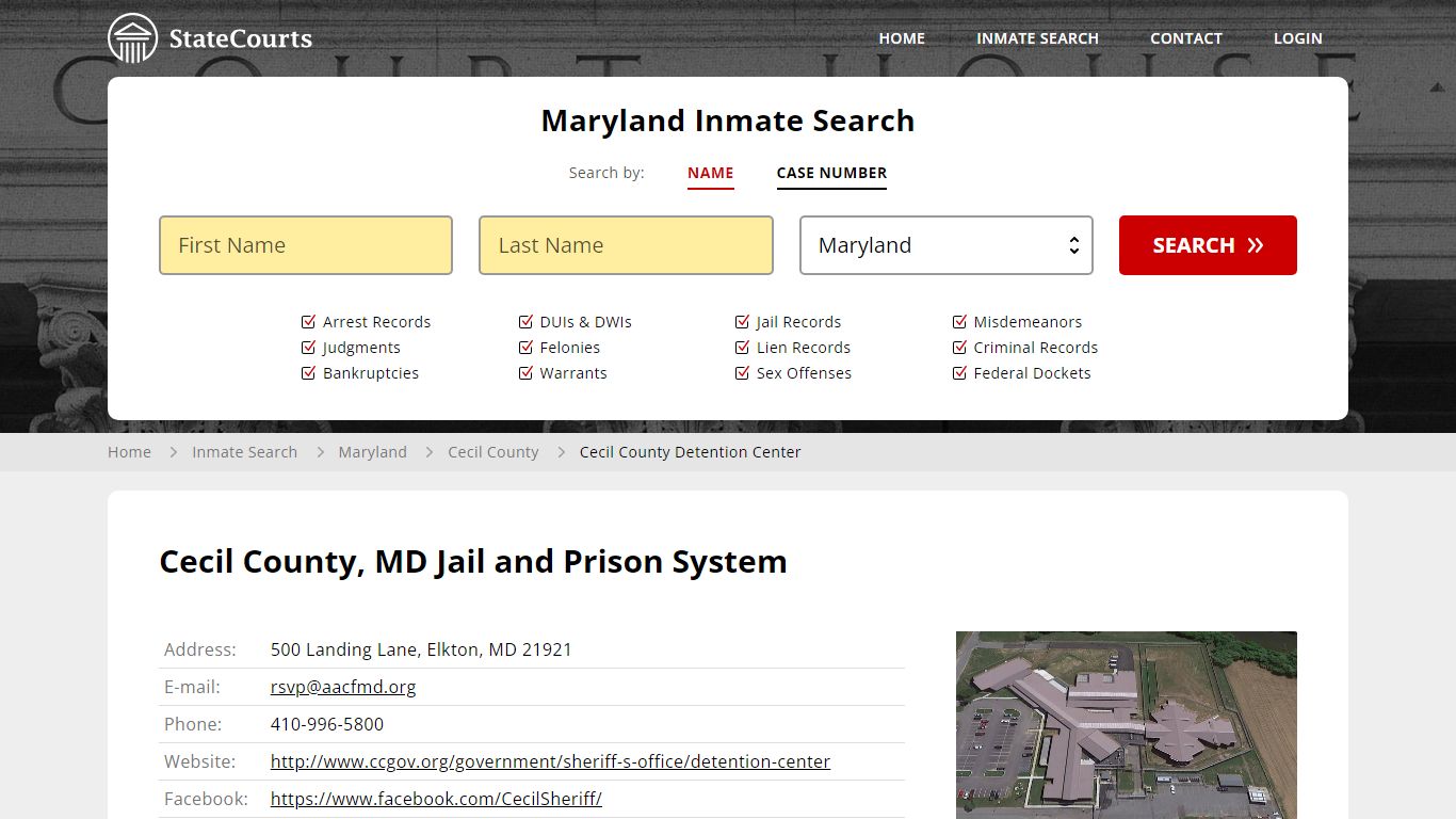 Cecil County, MD Jail and Prison System - State Courts